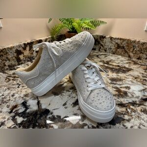 Betsey Johnson White Beaded Sneakers